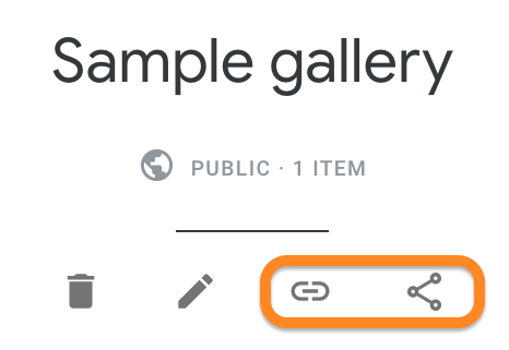 Screenshot of how to share galleries