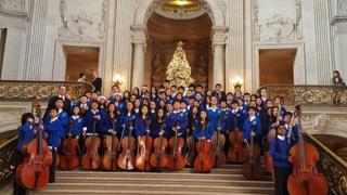 Giannini school orchestra at City Hall