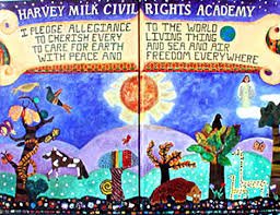 Harvey Milk Civil Rights Academy school pledge mural
