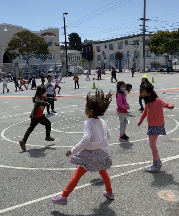 Students playing in Argonne schoolyard