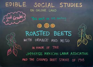 Edible Social Studies menu board - roasted beets with orange and miso